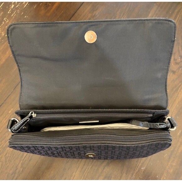 NWOT Giani Bernini Black Monogram Purse Handbag Faux Leather & Canvas 4” X 10” - Picture 11 of 13